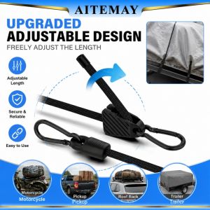 Dây Bungee đàn hồi chịu lực cao aitemay-2 chiếc dây đai điều chỉnh có móc treo kết hợp dài 7-48 cho sắp xếp hành lý đạp xe cắm trại ngoài trời phụ kiện du lịch