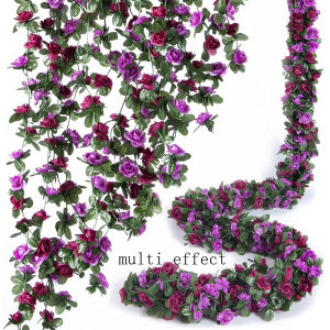 240CM Artificial Rose Flowers for Wedding Home Room Decoration Autumn Garden Outdoor Arch Christmas Rattan DIY Fake Plants Vine