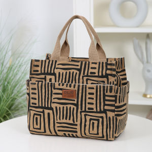 Corduroy outer foil lined lunch bag lunch box bag lunch bag handbag carrying bag large capacity glove bag