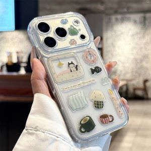 SENBO | Cute Cat Sticker Transparent 17 Promax Compatible Phone Case Full Protection Silicone