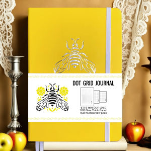 BUKE Dot Grid A5 Notebook – 160 Pages PU Leather Cover Numbered Layout Bujo Writing Journal