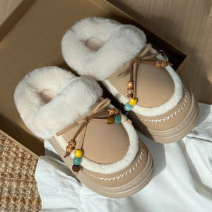 Dép Bông Mùa Thu Đông Cho Nữ Dép Bông Lót Lông Cừu Ấm Áp Có Gấu Bông Lót Lông Cừu Dép Bông Phong Cách Thường Ngày Cho Nữ