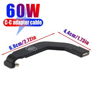 60W Angled Type-C Male to USB-C Female Extension Ultra Slim Data Cable Connector Protector Game Fast Charge for Tablet Phone