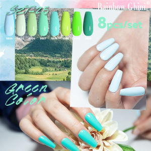 Rainbow Ghini 15ml 8pcs Mint Green & Cornflower Blue Nail Polish Set Long Lasting Soak Off UV LED Gel Varnish For Manicure Art