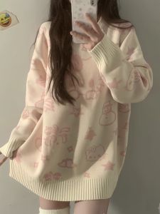 Cartoon Hello Kitty Autumn and Winter round Neck Pullover Cute Soft Glutinous Loose Outer Wear Idle Style Small Autumn and Winter Sweater Female