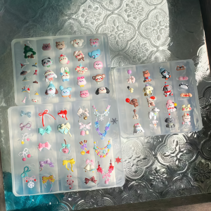 DIY Silicone Mold for Nail Art Decorations - Butterfly Knot Snowflake Chain Animal Shapes Dog Hat Notes Bell 3D Transparent Mold