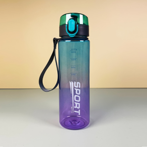 560ml Gradient Sports Water Bottle with Easy-Carry Strap Leak-Proof PC Material BPA-Free Ideal for Gym Hiking