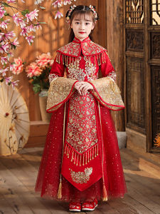 ชุดเด็กผู้หญิงสไตล์จีนฤดูใบไม้ร่วง ชุดเด็กผู้หญิงฤดูหนาว สีแดง เสื้อผ้าเด็ก ชุดจีนโบราณ ชุดเด็ก ชุดผ้าไหม