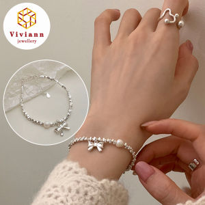 Viviann Original Design (碎银子系列) S925 Sterling Silver Bow Pearl Bracelet 925 sterling silver bracelet chain fashion design product beautiful Jewelry High quality Bracelets for women lady wedding