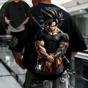 Dragon Ball Z Goku Super Saiyan 4 Realistic Muscle T-Shirt for Men 100% Cotton Summer Casual Streetwear Anime Graphic Print