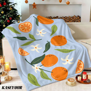 Beast Kingdom | Minimalist Orange Blossom Winter Summer Flannel Blanket Throw Fleece Soft Fuzzy Plush Cozy Fleece Blankets for Sofa Ideal Gifts