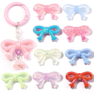 10pcs/lot Multicolor Bow Acrylic Beads 19X33mm Bowknot Star Beads Loose Spacer Bead For DIY Jewelry Making Earrings Keychain