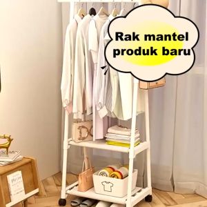 Rak Gantungan Baju Aesthetic Rak Triangle Stand Hanger dengan 4 roda