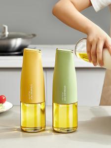 Automatic Opening And Closing Leakproof Glass Soy Sauce Bottle Kitchen Cooking Oil Pot Storage Jar Luxury Style Home Use