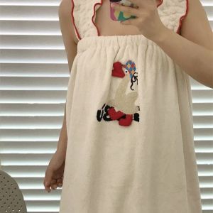 Váy Tắm Hình Vịt Miệng Lớn Dễ Thương Cho Nữ Khăn Tắm Váy Tắm Đồ Mặc Nhà Đồ Mặc Khi Tắm Váy Tắm Cho Nữ Vải Cotton Polyester Viscose