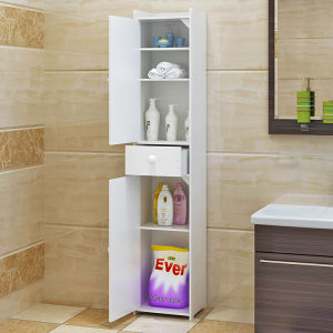 Waterproof Bathroom Corner Cabinet Floor-Standing Towel Cosmetic Storage Cabinet Toilet Gap Narrow Cabinet Modern Simple Style