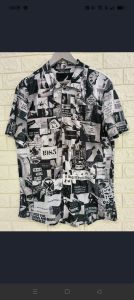 Kemeja Pria/Wanita Lengan Pendek/SPOON/Motif Hitam Putih Abstrak
