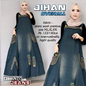 Baju lebaran 2025 Overal rok jeans bahan jeans wash//baju kodok elegant denim oversize bisa COD