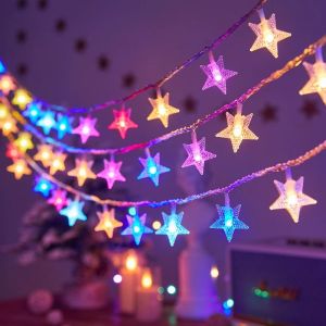 Battery Power Star Led Lights Garland Fairy String Christmas Outdoor Lamp Garden Bedroom Room Wedding Party Decoration