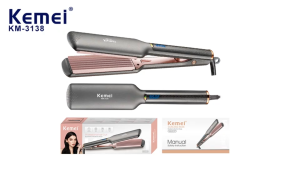 Kemei Km-3138 Fast Heat up Professional Salon Small Wave Wide Plate Ionic Hot Splint Hair Straightener Flat Iron