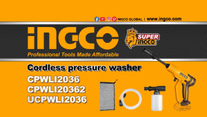 INGCO 20V LI-ION PRESSURE WASHER 24.8 BAR 1X2.0AH+CHRG CPWLI20362