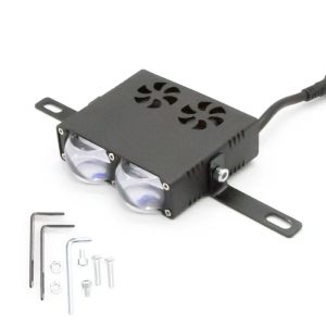 เสริมการขับขี่ไฟตะแกรงรถจักรยานยนต์2เลนส์สำหรับไฟหน้ารถมอเตอร์ไซค์แบบ LED รถบรรทุกออฟโรดรถสปอร์ตไลท์ความสว่างสูง12V 24V