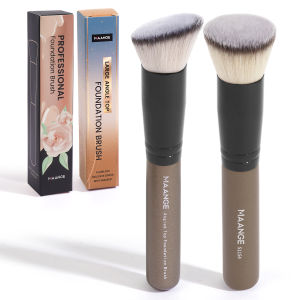 MAANGE | MAANGE 2PCS Foundation Makeup Brush Set Flat Angled Kabuki Powder Blush Brush For Liquid Soft Bristles Cosmetic Makeup Tools