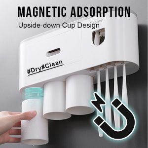 Oenen Toothbrush Holder Toothpaste Dispenser Cup Holder Storage PunchFree Rack Rak Berus Gigi 牙刷架挤牙膏神器杯架 - VIXORA