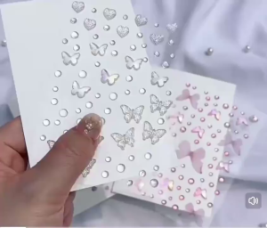 Pelekat Muka Bling Hiasan Kuku Art Rama-Rama Nail Makeup Stickers Manik Diamonds Butterfly for Face Pearls Face Sticker