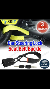 【SKIT SG】Car Steering Wheel Lock / Car Seat Belt Buckle Lock / Heavy Duty Strong Universal Anti-Theft Security Car Lock Car Steering Wheel Lock Anti Theft Car Device Seat Belt Lock Anti-Theft Device with 3 Unique Keys For Truck SUV Van RV Car Accessories