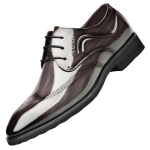 Playboy | Mens Formal Leather Shoes Genuine Leather Brogue Elevator Lace-up