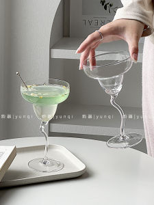 Creative Crystal Glass Cocktail Cup High Footed Bar Glasses for Sweet Wine Bubbles Water Scandinavian Style Beverage Utensils