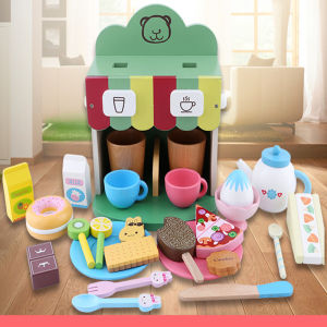 Educational Role Play Kitchen Toy Wooden Simulated Coffee Machine
