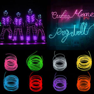 Halloween 5M El Strip Wire Flexible LED With Battery-Powered Controller Neon Light Flexible Tube Wire For Costume Car Light Party Halloween Decoration