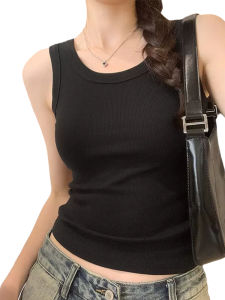 เสื้อกั๊กสายเดี่ยวผ้าฝ้ายแท้สไตล์ย้อนยุคสไตล์อเมริกัน Wassupkates สำหรับผู้หญิงในช่วงฤดูร้อน ทรงสลิมฟิต สำหรับเล่นกีฬา โยคะ แขนสั้น