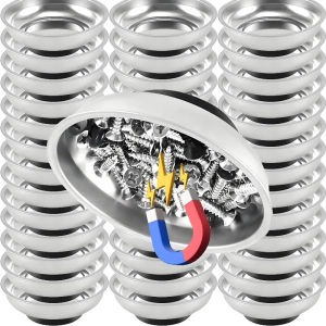 【XZxinzhan】Magnetic Tray Round Rectangular Magnetic Bowl Stainless Steel Parts Tray Screw Storage Plate for Auto Suction Pad Tools Holder