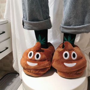 รองเท้าแตะผ้าฝ้ายลายตลกสำหรับคู่รักใช้ในบ้านรองเท้าผ้าฝ้ายบุขนกำมะหยี่กันลื่นลายการ์ตูนน่ารักใส่ช่วงฤดูหนาวไอเดียสร้างสรรค์สำหรับทั้งผู้ชายและผู้หญิง