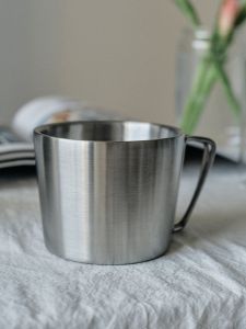 Ins Style Stainless Steel 304 Heat Resistant Coffee Cup with Handle for Picnic Boiling Water Anti Scalding Wild Market Cup