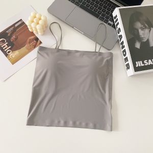 Summer Ice Silk Seamless Strap Vest with Chest Pad Wrap Chest Base Layer Outdoor Wear Anti-Light Tube Top Womens Underwear