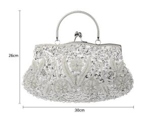 Vintage Handmade Beaded Evening Clutch Bag Luxury Rhinestone Formal Dress Wedding Party Handbag Women Dinner Purse