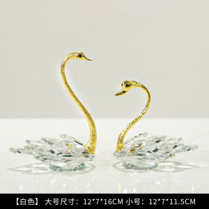 Luxury Crystal Swan Decorative Figurines Pair High End TV Cabinet Decorations Living Room Home Decor Moving Gift