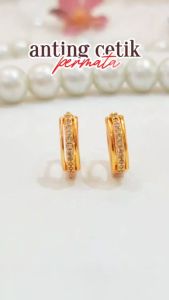 Nice Jewelry anting dewasa cetik permata zircon simpel perhiasan lapis emas AT 192