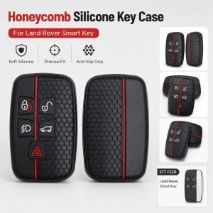 Silicone Car Key Case for Land Rover Smart Key Cover Honeycomb Remote Key Shell Protector Anti-Slip Black Key Fob Case