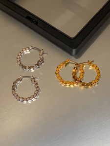 CAFFTI | Gold Cube-Shaped Hoop Earrings