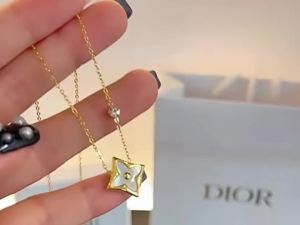 RAISS Korean Design 4 Leaf Shape Stainless Titanium Necklace Women Chain Note Fade