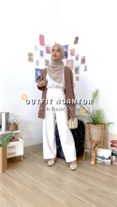 Ghanimi - Basic Outer / Outer Panjang Polos Baju Fit Cardigan Wanita