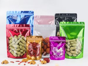 new 100pcs  side transparent stand up pouchmoisture proof sealing bagsoats biscuits small business packaging bags Free Shipping