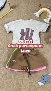 Top  Fashion Anak Perempuan Lengan Pendek Motif Hi Seru Terpopuler Bahan Adem Dan Nyaman Untuk Anak Usia 1-6 Tahun