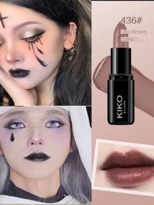 KIKO Black Lipstick 320 Matte Lip Glaze 130 Dark Black for Halloween Cosplay Easy to Color Any Skin Type Italian Makeup Tool