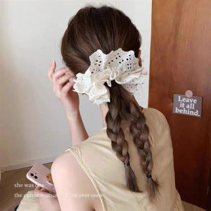 MODE Korea ยางรัดผมลูกไม้แบบเรียบง่ายสำหรับผู้หญิง2ชิ้นยางรัดหรูหราเชือกรัดผมเครื่องประดับ